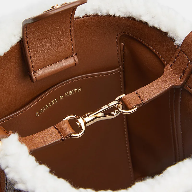 CHARLES&KEITH PU, Textile Mixture Handbag Trumpets Women's Brown-4