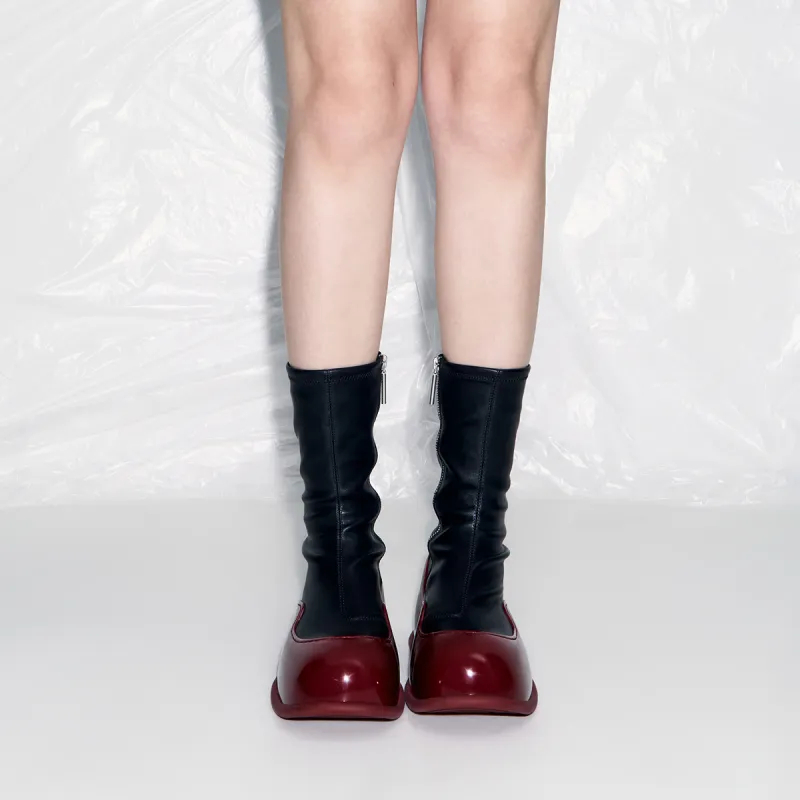 CHARLES&KEITH Small CK Ankle Boots 6cm Women's Black/Red Red-6