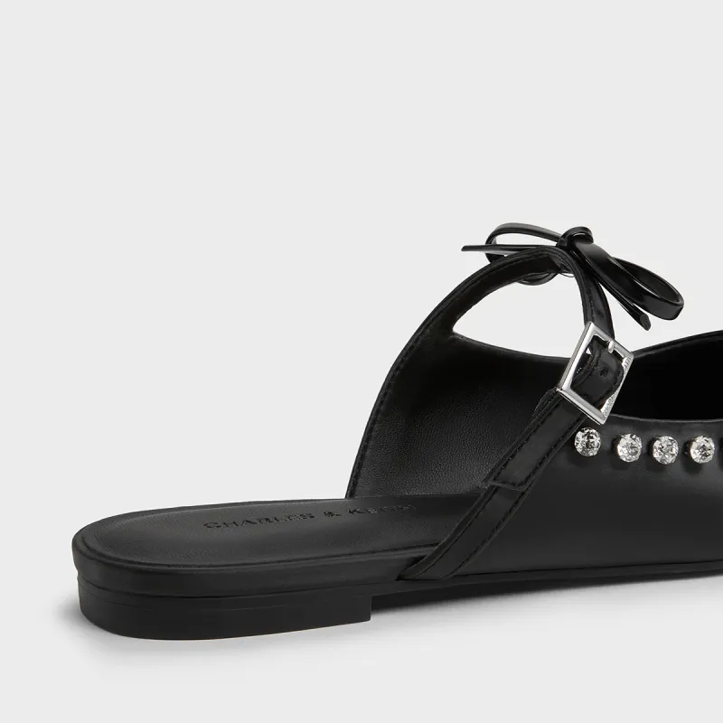 CHARLES&KEITH Composite Sole Closed Toe Slippers 1.5cm Women's Black-4