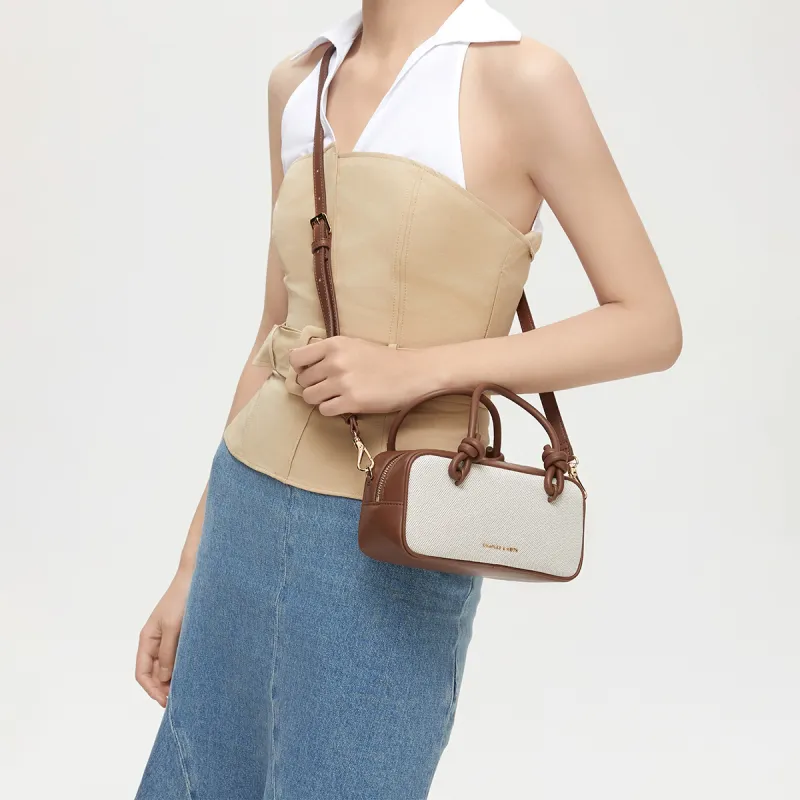 CHARLES&KEITH Canvas Handbag Small Size Women's Taupe Canvas Taupe/Beige-3