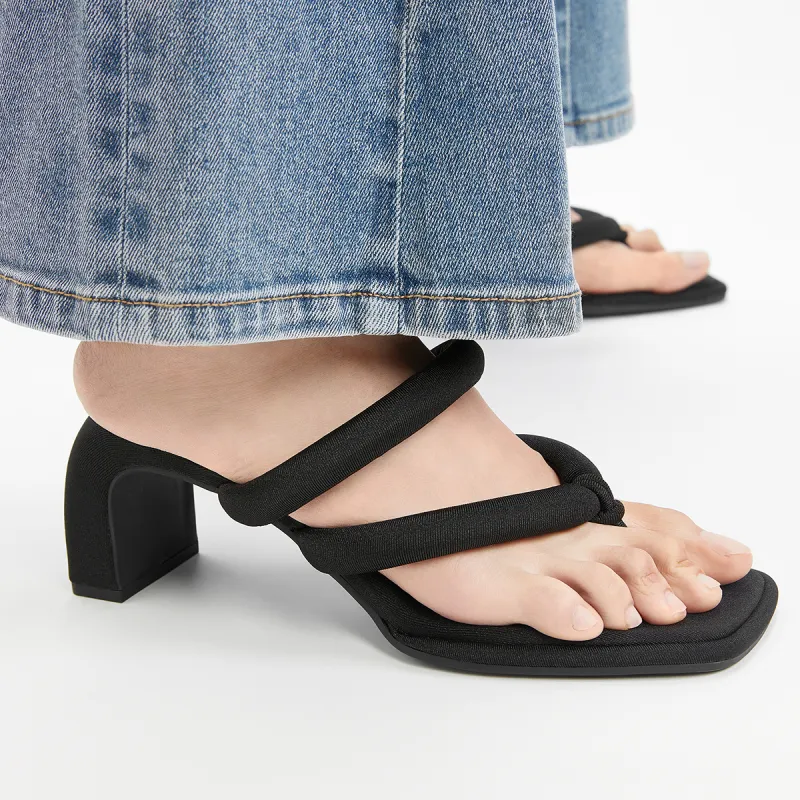CHARLES&KEITH Small Ck Slide Slippers 7.2cm Women's Chalk White/Black Textured Black Textured-9