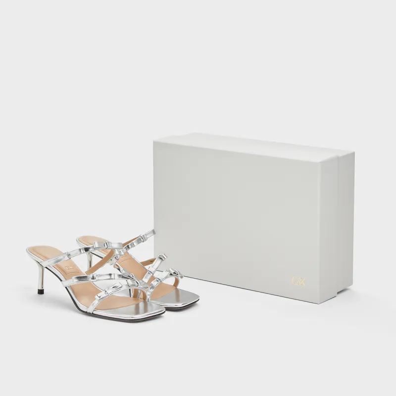 CHARLES&KEITH Small Ck One Strap Sandals 6cm Women's Silver-3