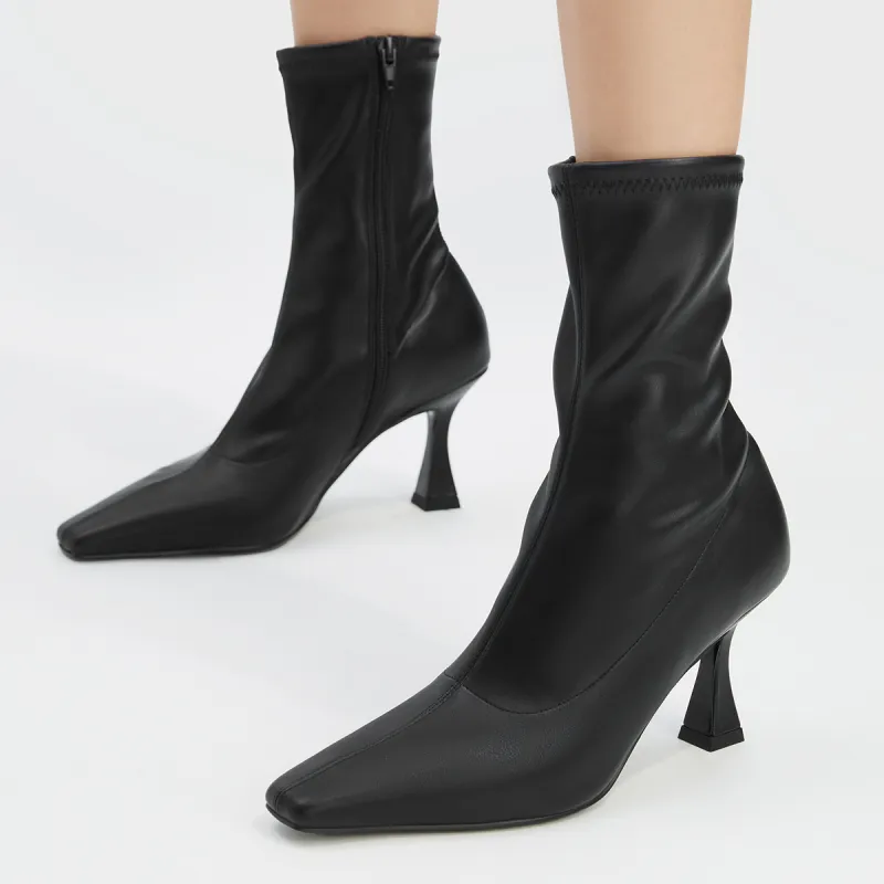 CHARLES&KEITH Small Ck Ankle Boots 7.9cm Women's Black-5