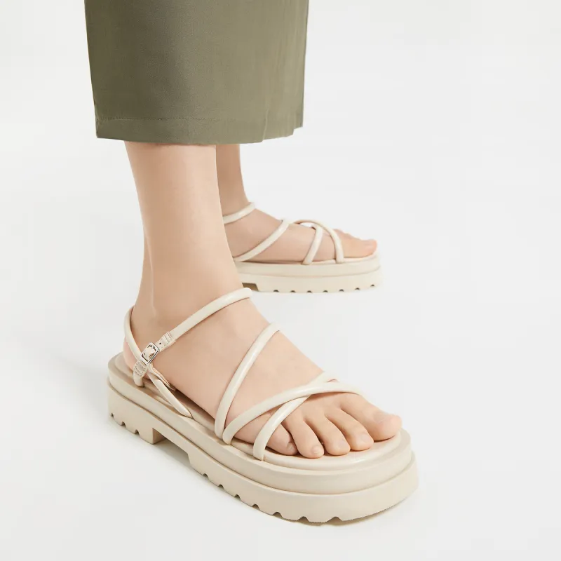CHARLES&KEITH Small Ck One Strap Sandals 4.1cm Women's Silver/Silver/Beige/Beige/Black-8
