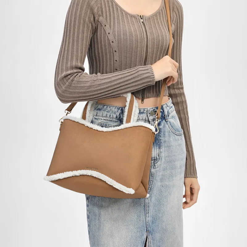 CHARLES&KEITH PU, Textile Mixture Shoulder Bag Medium Size Women's Multi Composite Color-4