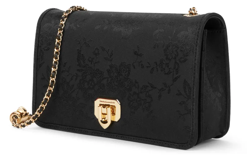 CHARLES&KEITH PU Laminated Textile Crossbody Bag Small Size Women's Black/Cream Milk White/Crimson Red Crimson-1