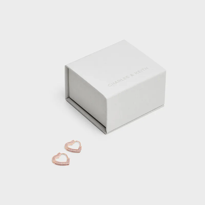 CHARLES&KEITH Artificial Crystal Earrings Women's Silver/Rose Gold-7