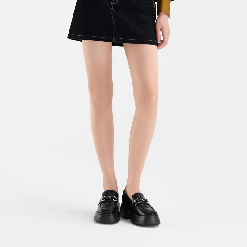CHARLES&KEITH Small CK Gothic Lolita Style Loafers 7cm Women's Black Box Black/Bronze-4