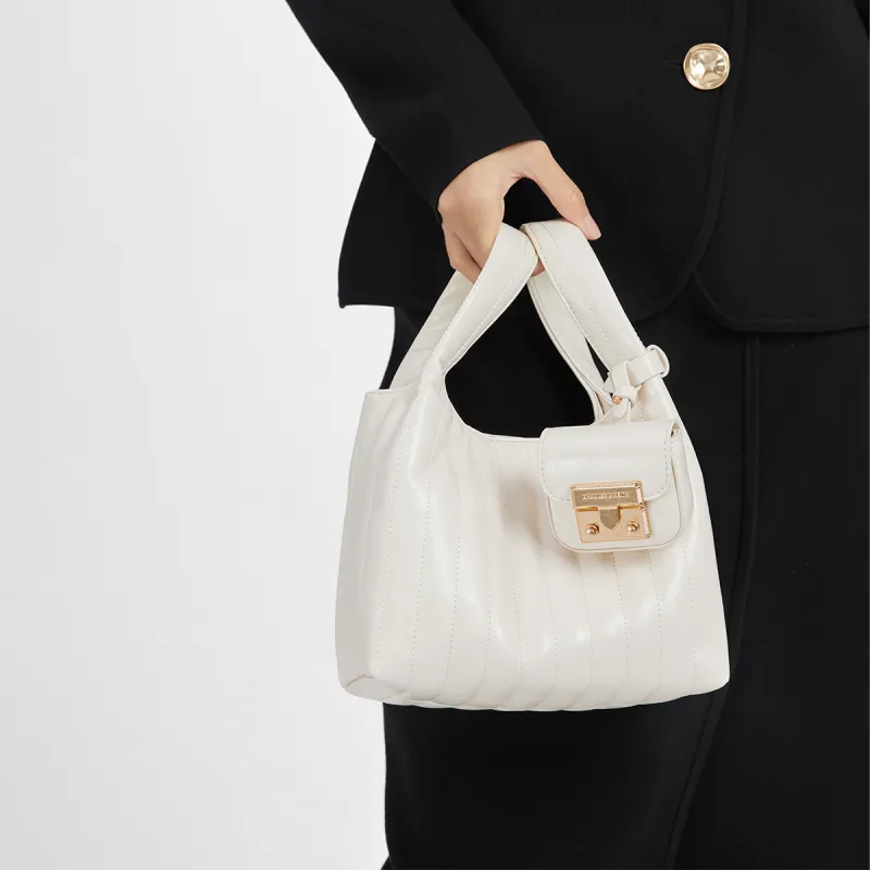 CHARLES&KEITH PU Crossbody Bag Medium Size Women's Black/Cream/Milk White-10