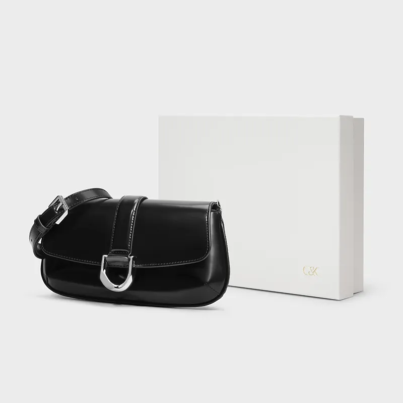 CHARLES&KEITH Cow Leather Crossbody Bag, Shoulder Bag Trumpets Women's Noir Black/Brown-3