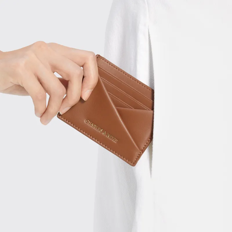 CHARLES&KEITH Synthetic Leather Card Holder Mini Women's Oat/Tan Tea Brown-7