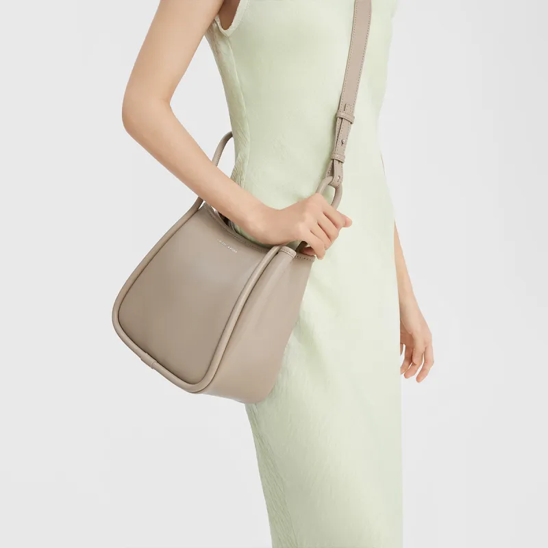 CHARLES&KEITH PU Shoulder Bag Medium Size Women's Chocolate/Taupe/Butter Yellow Cream Yellow-7