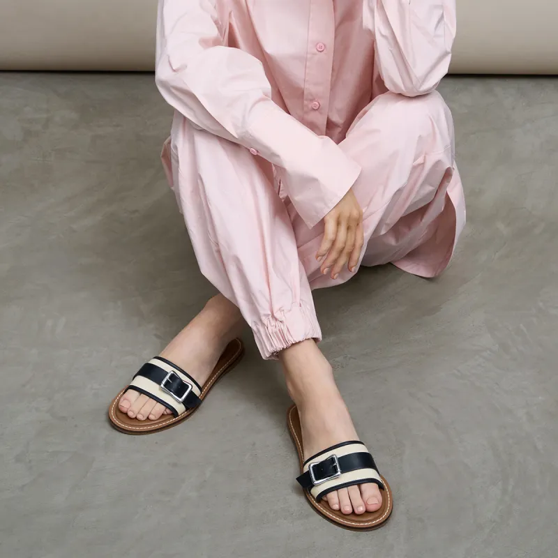 CHARLES&KEITH Composite Sole Slide Slippers 1.2cm Women's Chalk White/CARAMEL Caramel-5