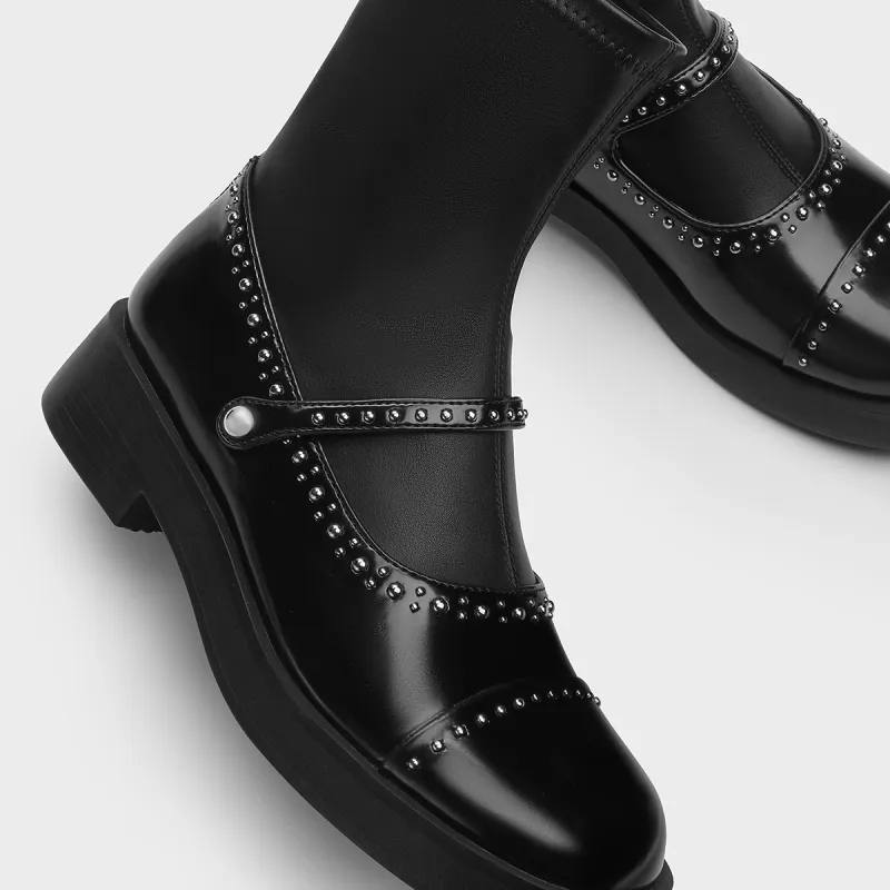 CHARLES&KEITH Small Ck Ankle Boots 3.8cm Women's Black-3