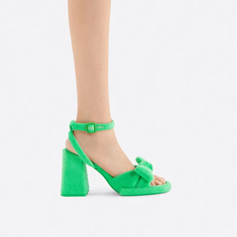 CHARLES&KEITH Small Ck High Heel One Strap Sandals 9.5cm Women's Pink/BLACK TEXTURED Black Textured/Green-3
