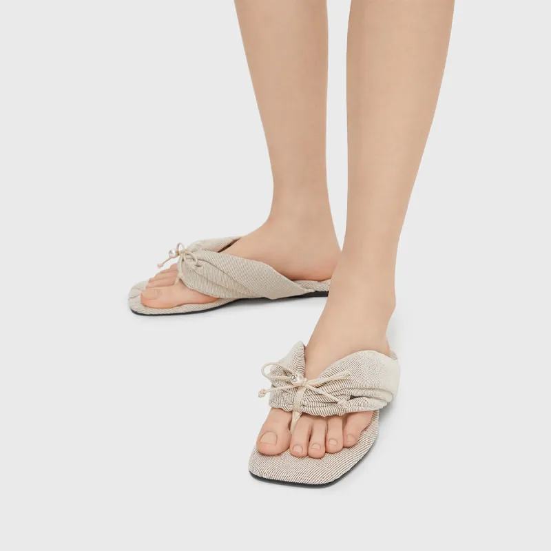 CHARLES&KEITH Composite Sole Flip Flops 1.5cm Women's Beige-3