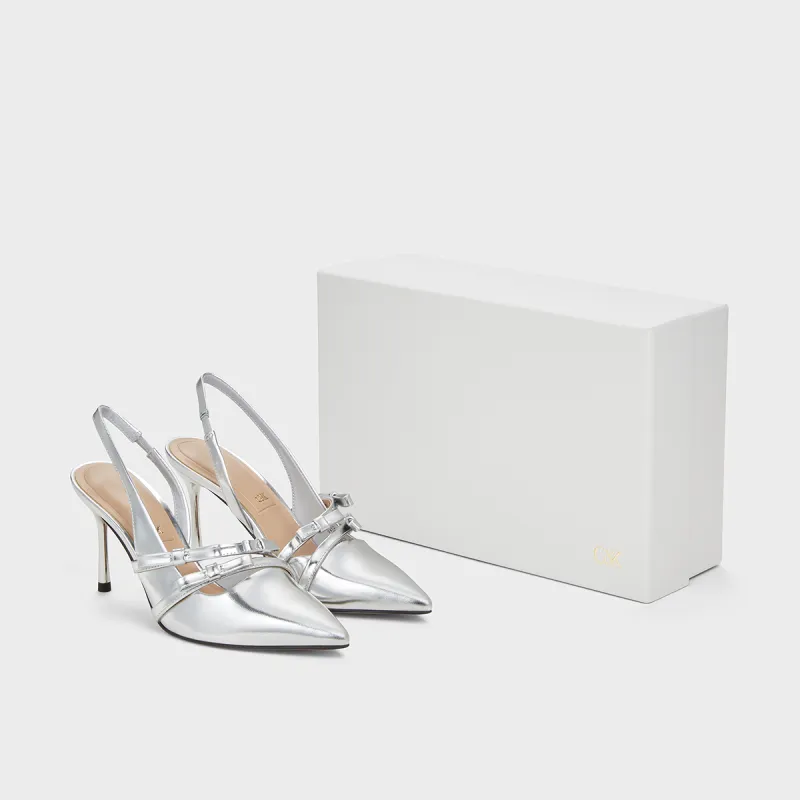 CHARLES&KEITH Small Ck One Strap Sandals 8cm Women's Silver-3