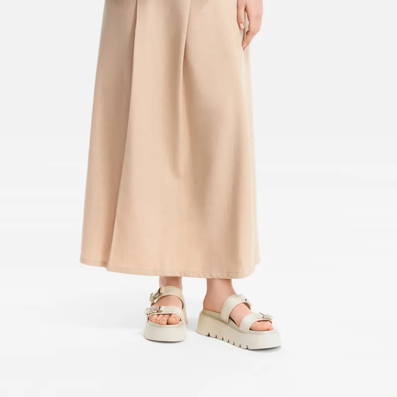 CHARLES&KEITH EVA Slide Slippers 6cm Women's Beige/Beige/Black-4
