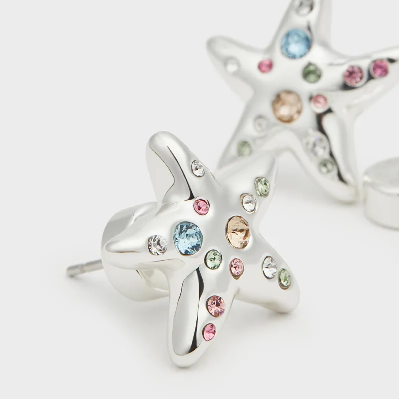 CHARLES&KEITH Artificial Crystal Earrings Women's Silver-3