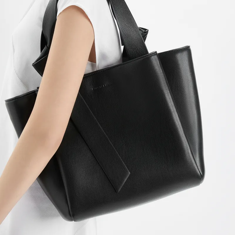 CHARLES&KEITH Synthetic Leather Shoulder Bag Tubas Women's Chalk White/Noir Black-9