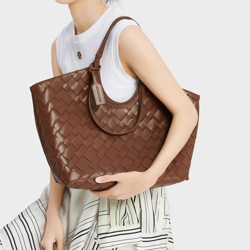 CHARLES&KEITH PU Shoulder Bag Tubas Women's Chocolate/Noir Black/Cream White-3