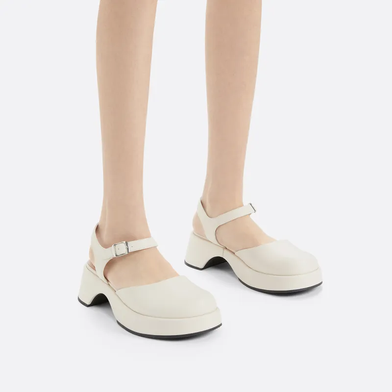 CHARLES&KEITH Small CK Gothic Lolita Style Strap Sandals 5.2cm Women's Black/Pink White Chalk/Brown/Dark Blue-7