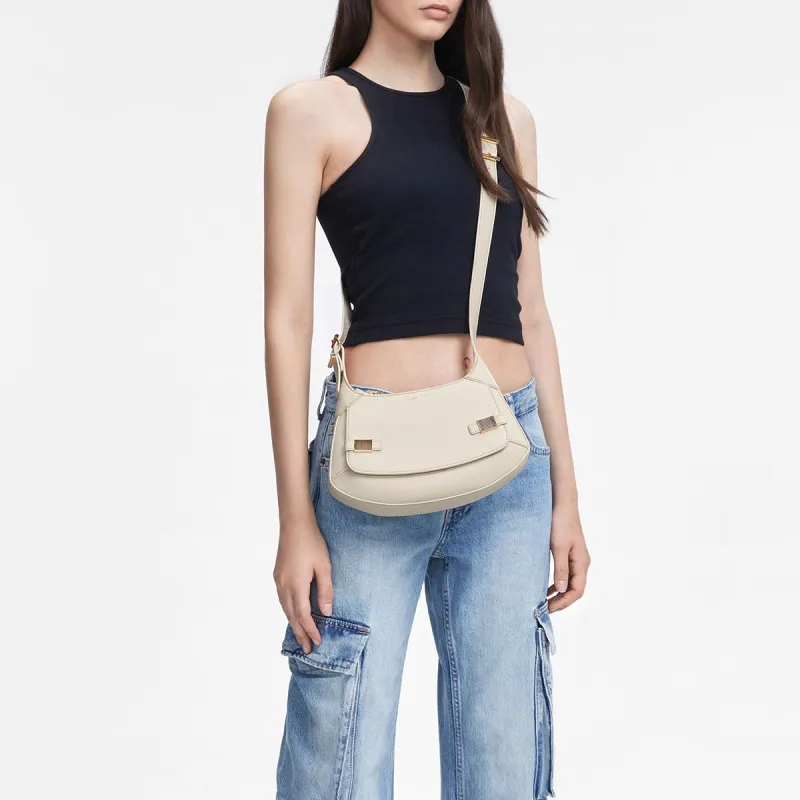 CHARLES&KEITH Embossed Leather Shoulder Bag Women's DARK GREY Dark Gray/Chalk White-8