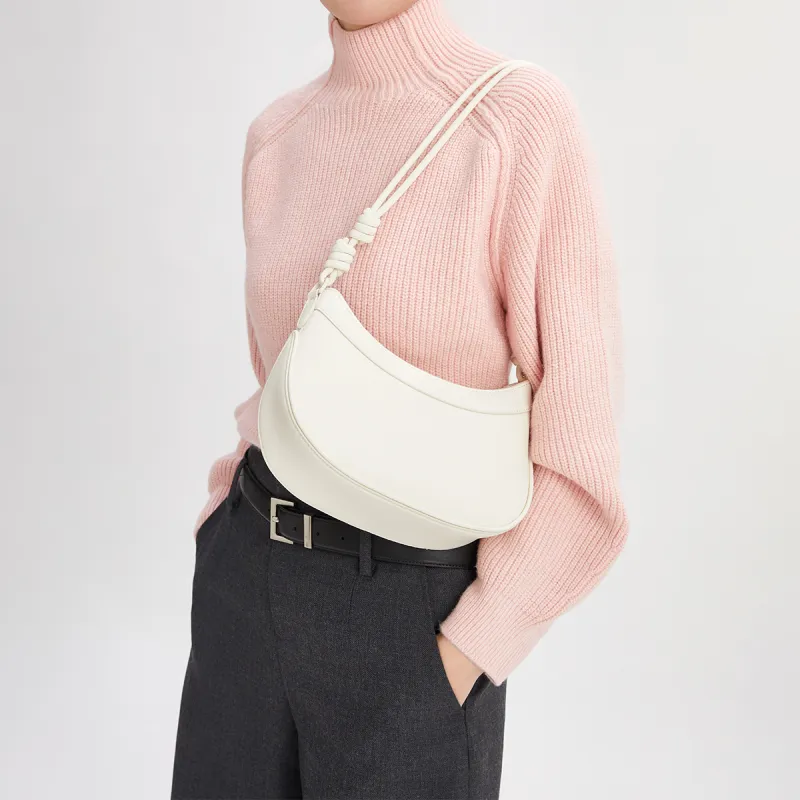 CHARLES&KEITH PU One Shoulder Bag, Crossbody Bag, Saddle Bag Trumpets Women's Cream Milk White/Light Pink Light Pink-3