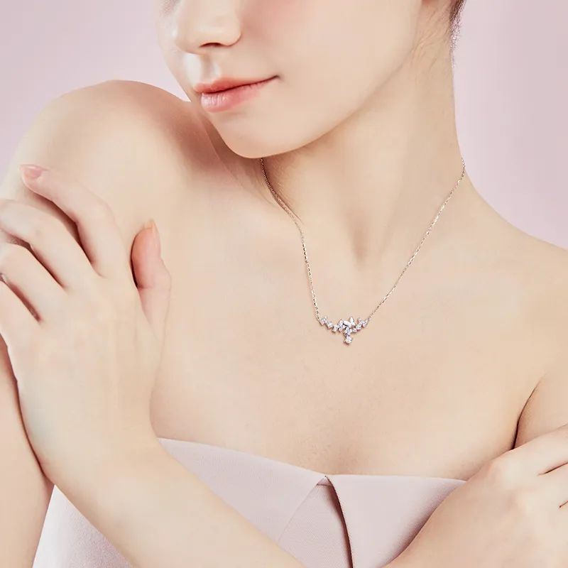Disney Princess S925 Silver Necklaces Women's Silver White-12