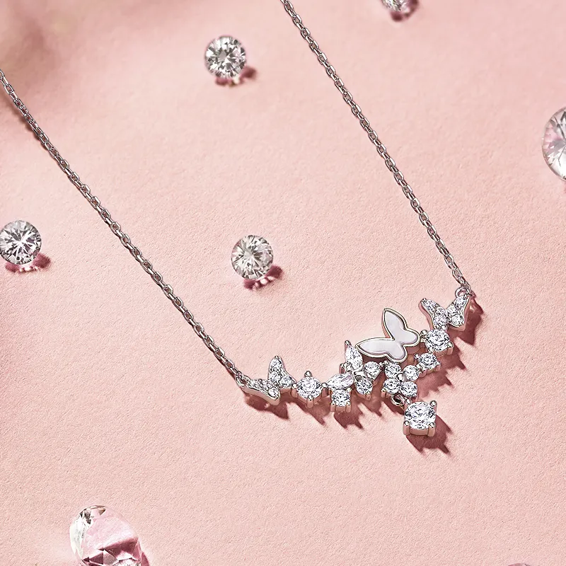 Disney Princess S925 Silver Necklaces Women's Silver White-5