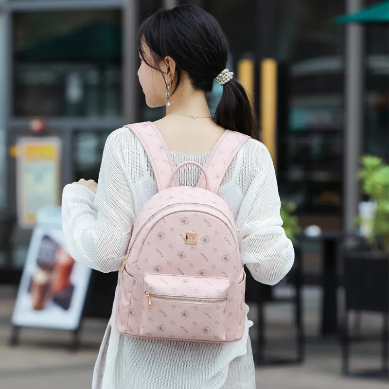 Disney Strawberry Bear Series PVC Backpack Regular Women's Pink/Milk Tea-4