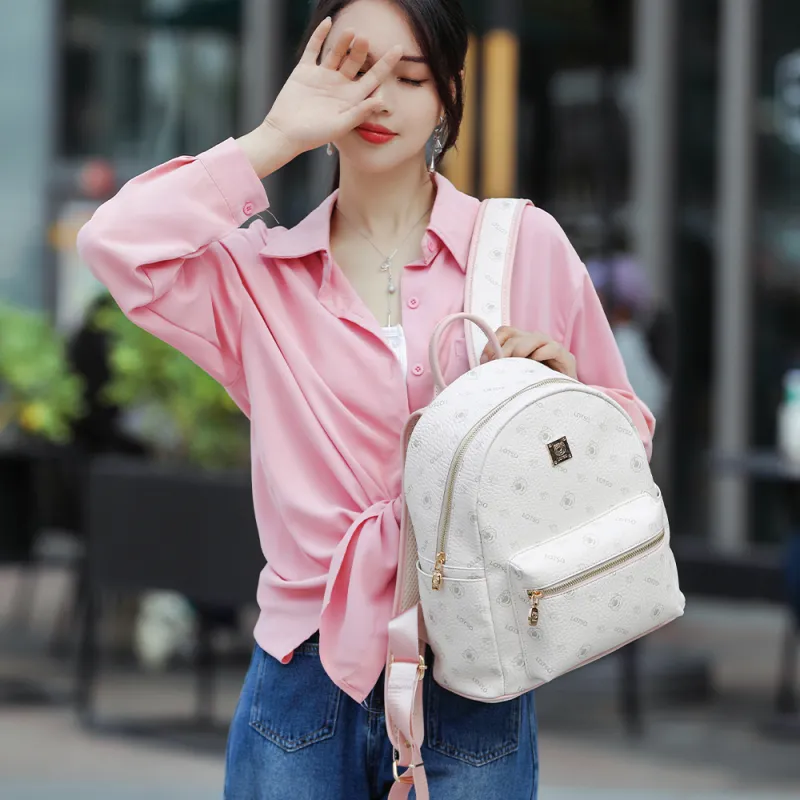 Disney Strawberry Bear Series PVC Backpack Regular Women's Pink/Milk Tea-9