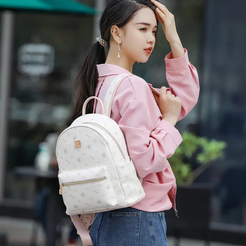 Disney Strawberry Bear Series PVC Backpack Regular Women's Pink/Milk Tea-7