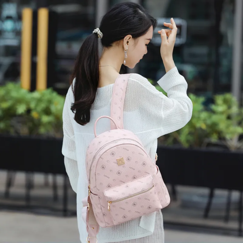 Disney Strawberry Bear Series PVC Backpack Regular Women's Pink/Milk Tea-2