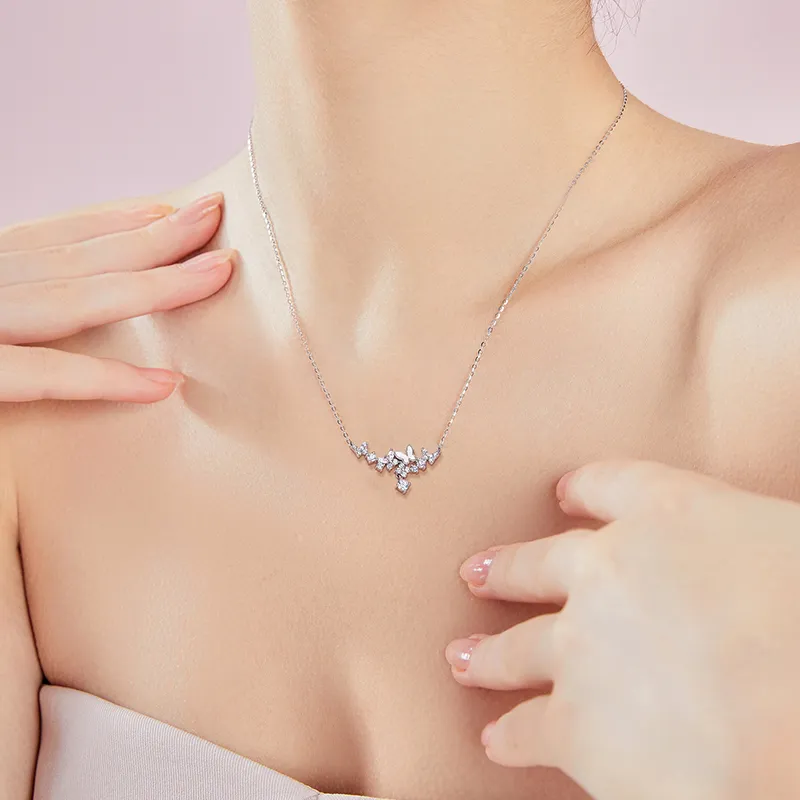Disney Princess S925 Silver Necklaces Women's Silver White-4