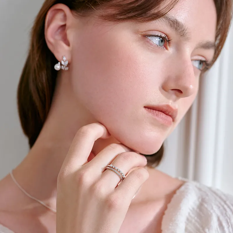 ZEGL S925 Silver Stud Earrings Women's-2