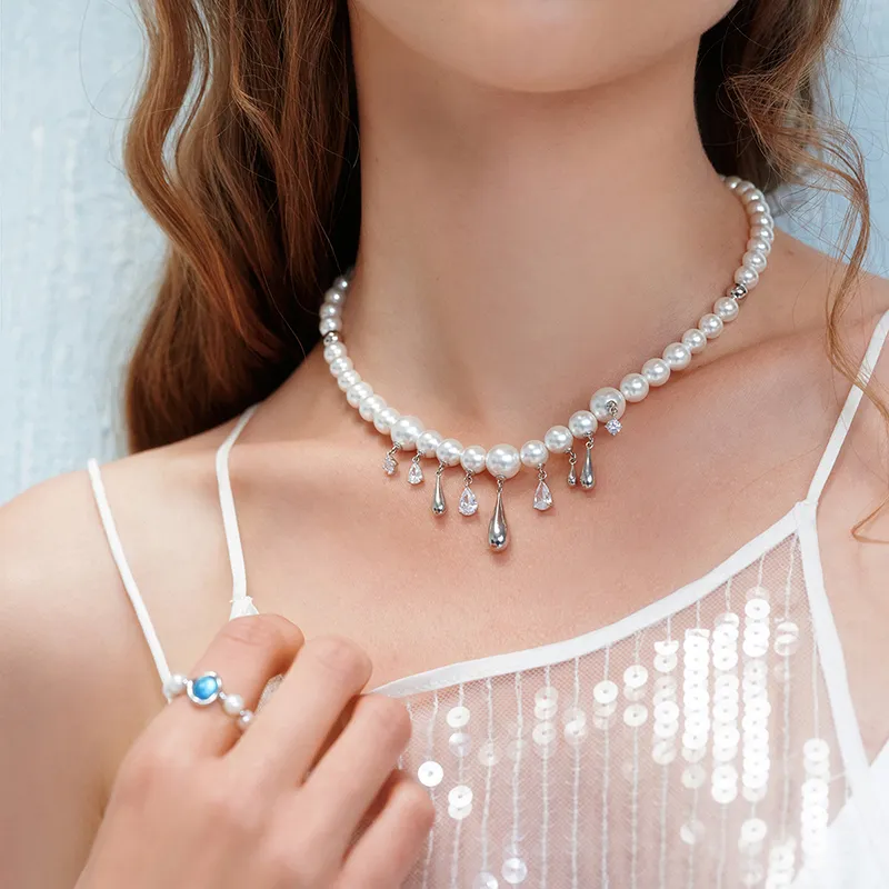 ZEGL Shell Pearl Necklaces Women's-4