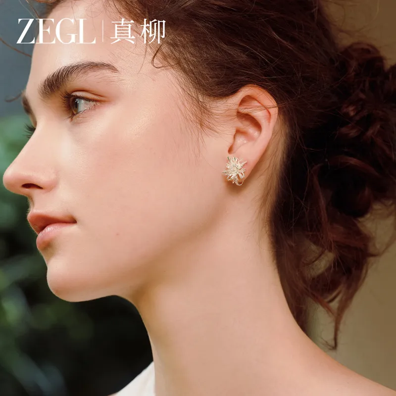 ZEGL Copper Electroplated Bright Silver/Copper Electroplated 14K Gold Clip On Earrings Women's-2