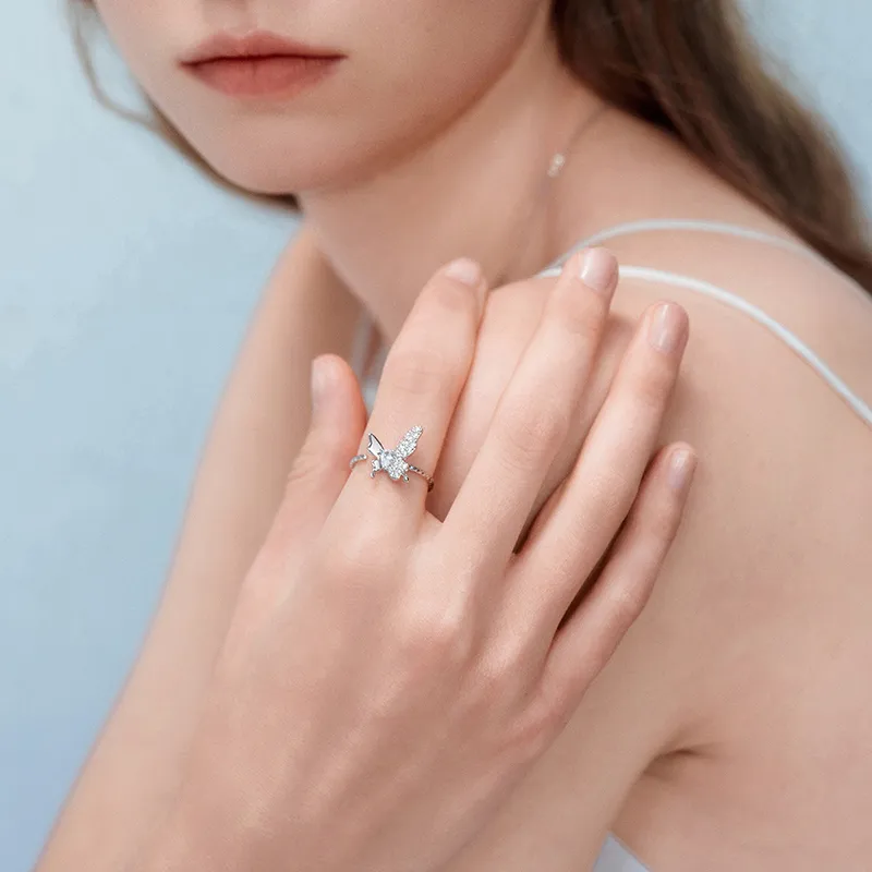 ZEGL White Gold Plated Copper Rings Women's-2