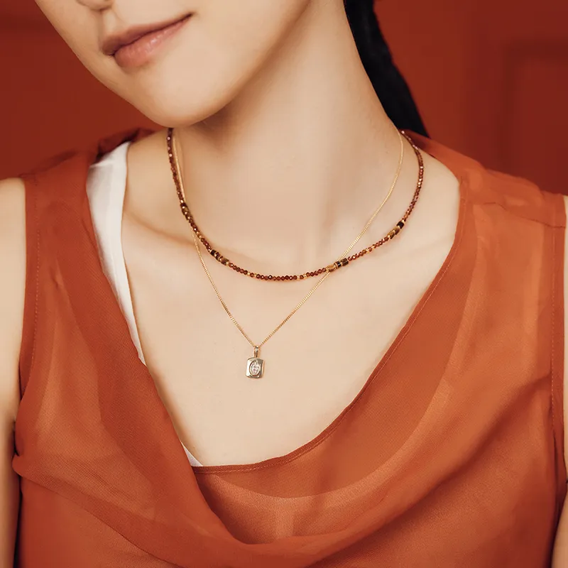 ZEGL Tiger's Eye Stone Necklaces Women's-1