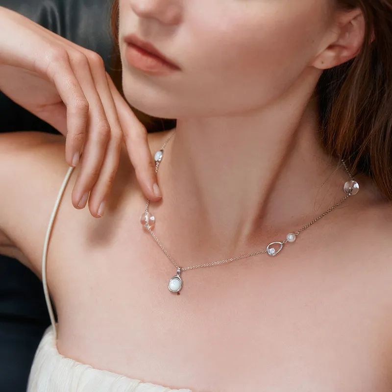 ZEGL White Shell Necklaces Women's-2