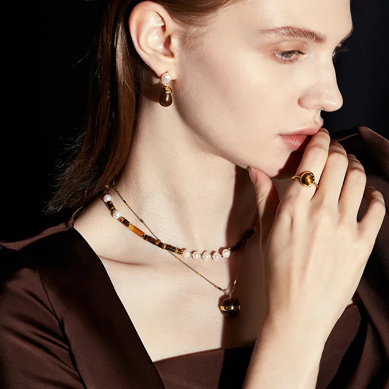 ZEGL Tiger's Eye Stone Rings Women's-6