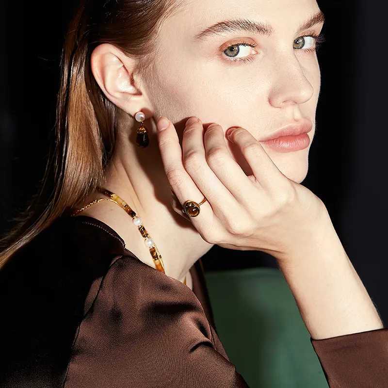 ZEGL Tiger's Eye Stone Rings Women's-5