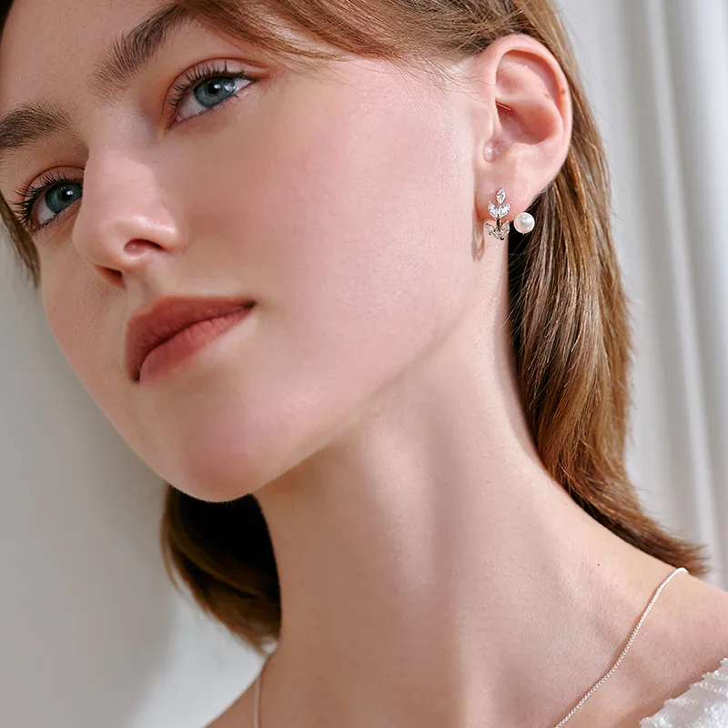 ZEGL S925 Silver Stud Earrings Women's-3