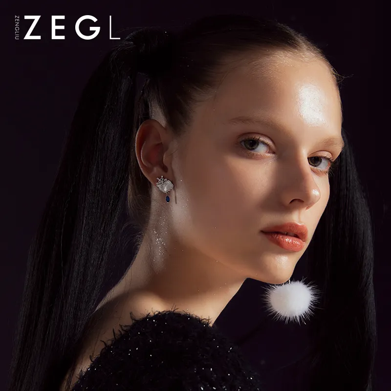 ZEGL 925 Silver Needles Earrings Women's-3
