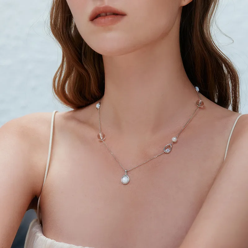 ZEGL White Shell Necklaces Women's-3