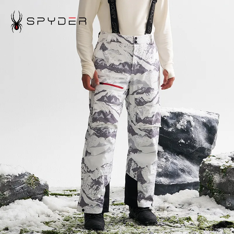 SPYDER Ski Pants Unisex White Snow Mountain Pattern-3