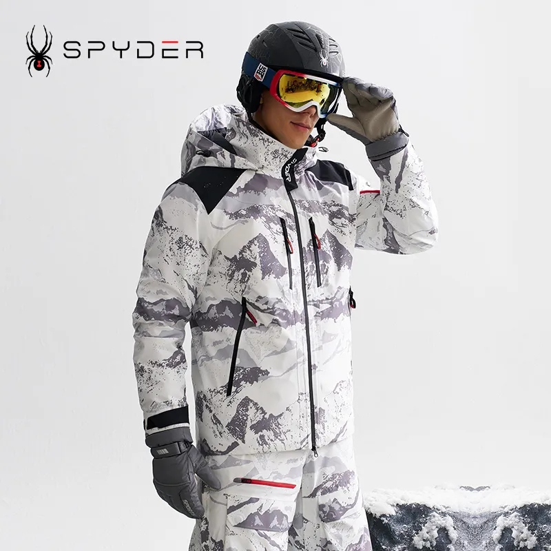 SPYDER Ski Top Unisex White Snow Mountain Pattern-4