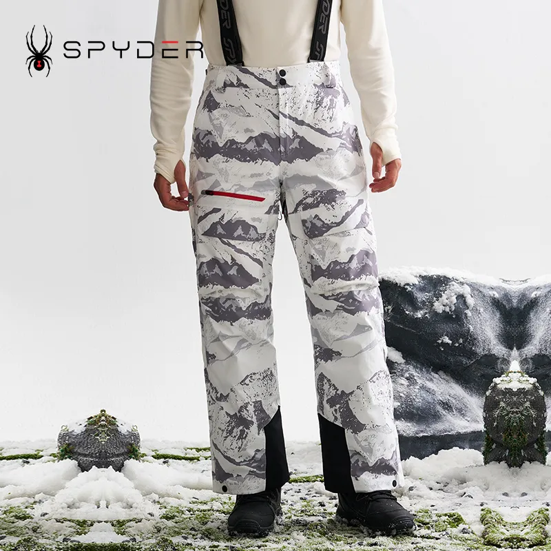 SPYDER Ski Pants Unisex White Snow Mountain Pattern-2