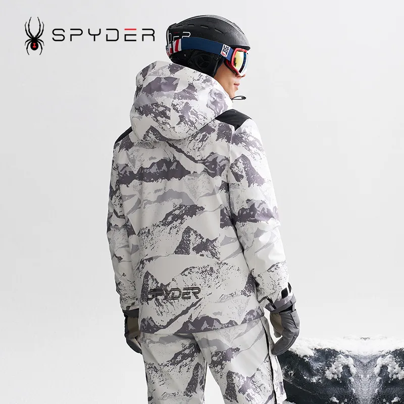 SPYDER Ski Top Unisex White Snow Mountain Pattern-3